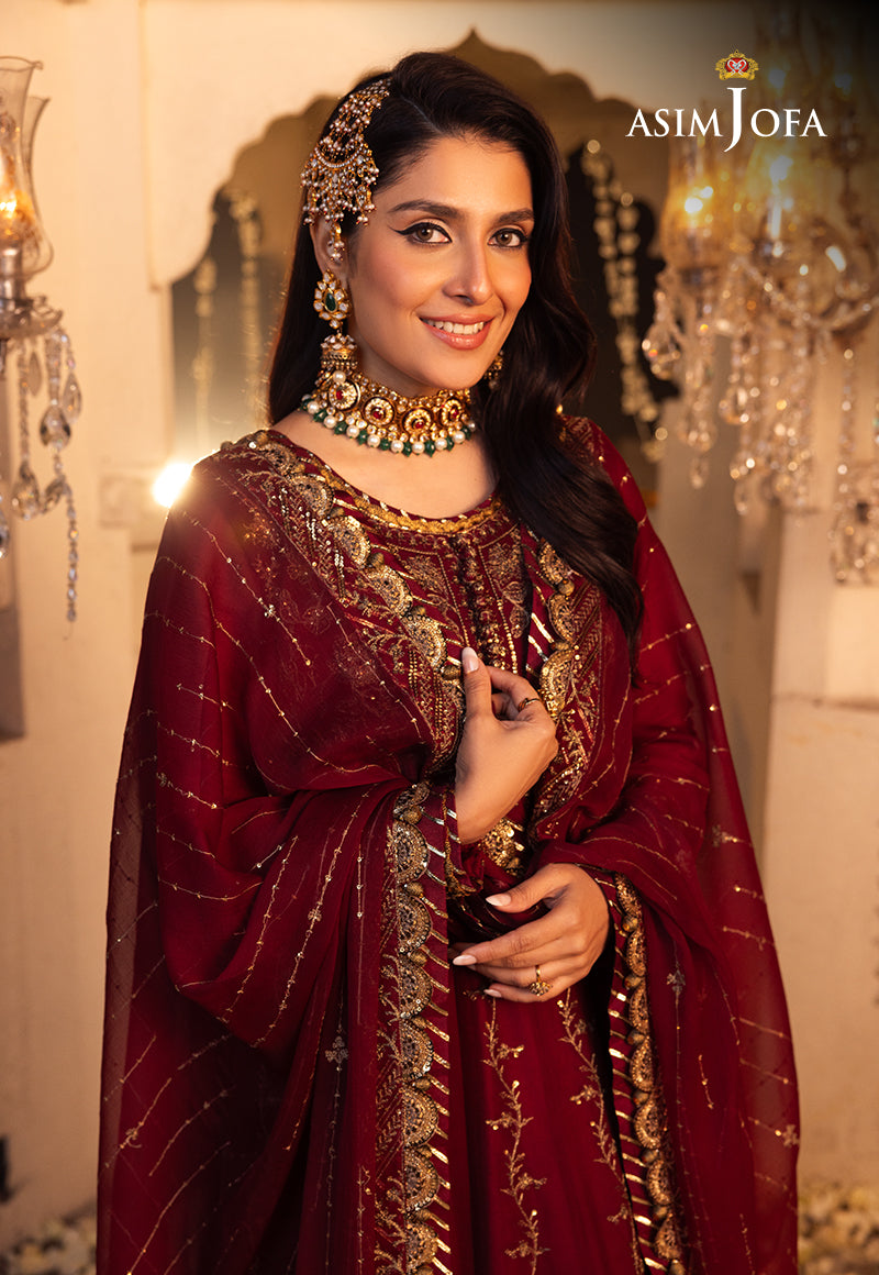 Shehnai by Asim Jofa Embroidered Chiffon 3Pc Suit AJSH-16 - House Of Hania