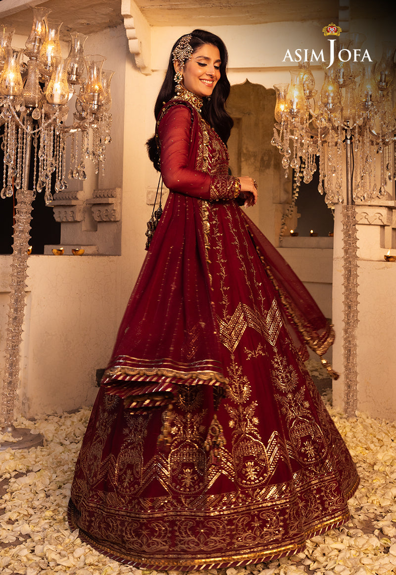 Shehnai by Asim Jofa Embroidered Chiffon 3Pc Suit AJSH-16 - House Of Hania