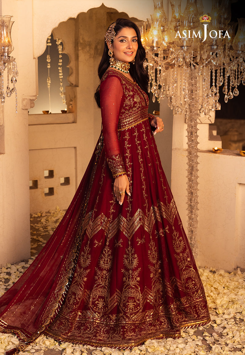 Shehnai by Asim Jofa Embroidered Chiffon 3Pc Suit AJSH-16 - House Of Hania