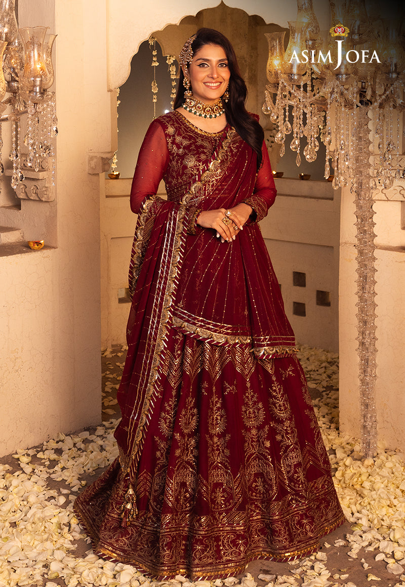 Shehnai by Asim Jofa Embroidered Chiffon 3Pc Suit AJSH-16 - House Of Hania