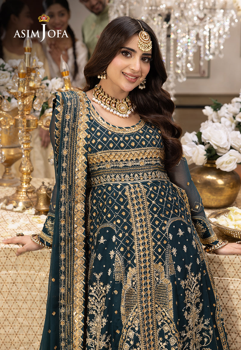 Shehnai by Asim Jofa Embroidered Chiffon 3Pc Suit AJSH-18 - House Of Hania
