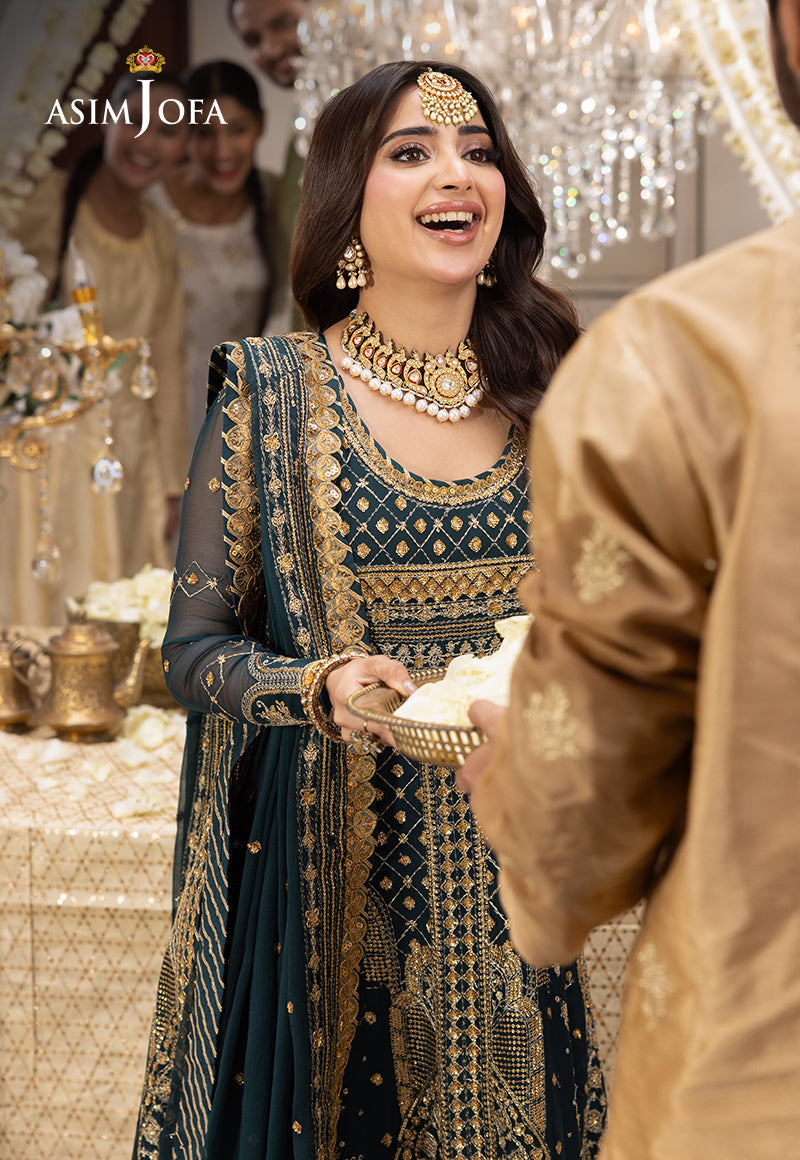 Shehnai by Asim Jofa Embroidered Chiffon 3Pc Suit AJSH-18 - House Of Hania