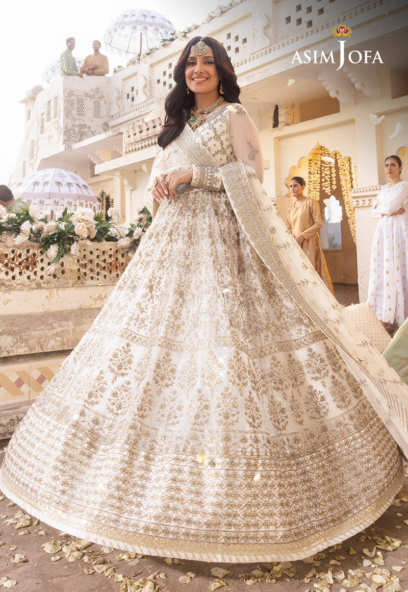 Shehnai by Asim Jofa Embroidered Net 3Pc Suit AJSH-03 - House Of Hania