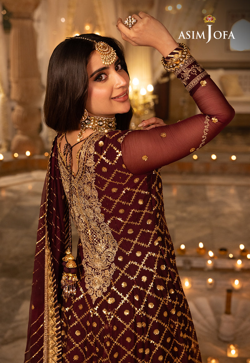 Shehnai by Asim Jofa Embroidered Net 3Pc Suit AJSH-04 - House Of Hania