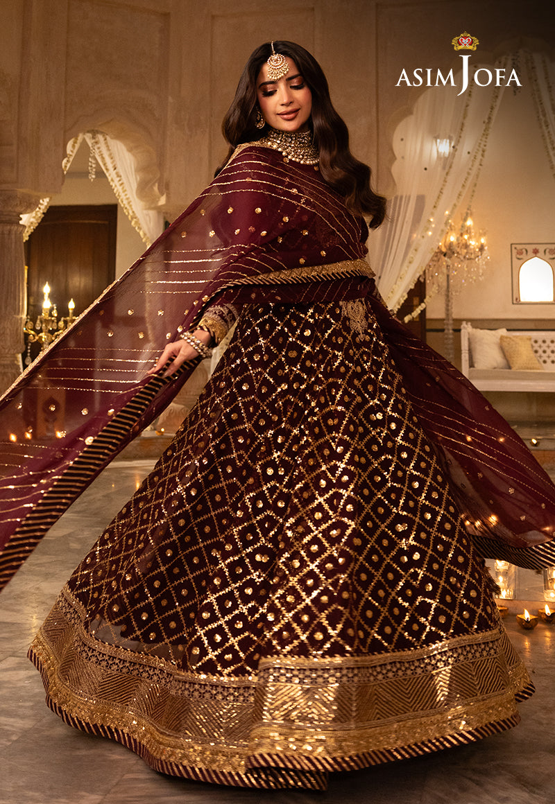 Shehnai by Asim Jofa Embroidered Net 3Pc Suit AJSH-04 - House Of Hania