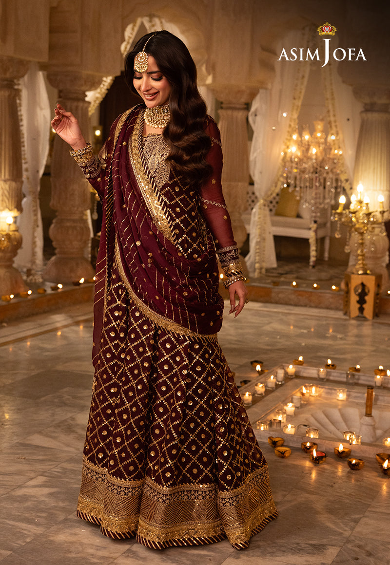 Shehnai by Asim Jofa Embroidered Net 3Pc Suit AJSH-04 - House Of Hania