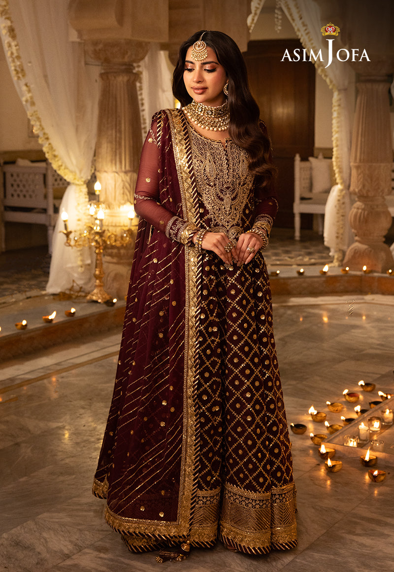 Shehnai by Asim Jofa Embroidered Net 3Pc Suit AJSH-04 - House Of Hania