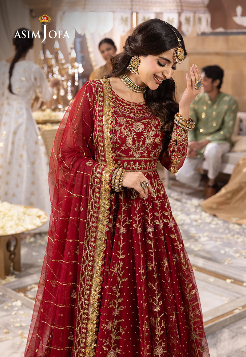 Shehnai by Asim Jofa Embroidered Net  3Pc Suit AJSH-06 - House Of Hania