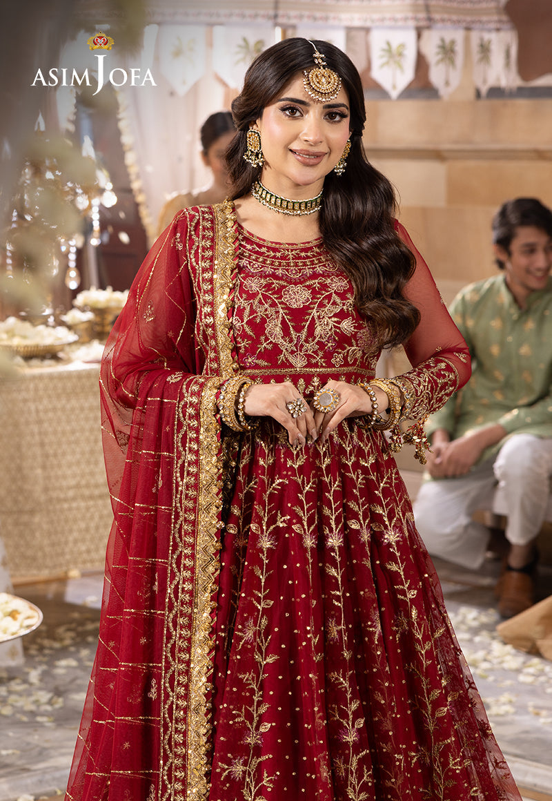 Shehnai by Asim Jofa Embroidered Net  3Pc Suit AJSH-06 - House Of Hania