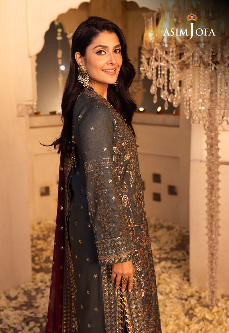 Shehnai by Asim Jofa Embroidered Net 3Pc Suit AJSH-07 - House Of Hania