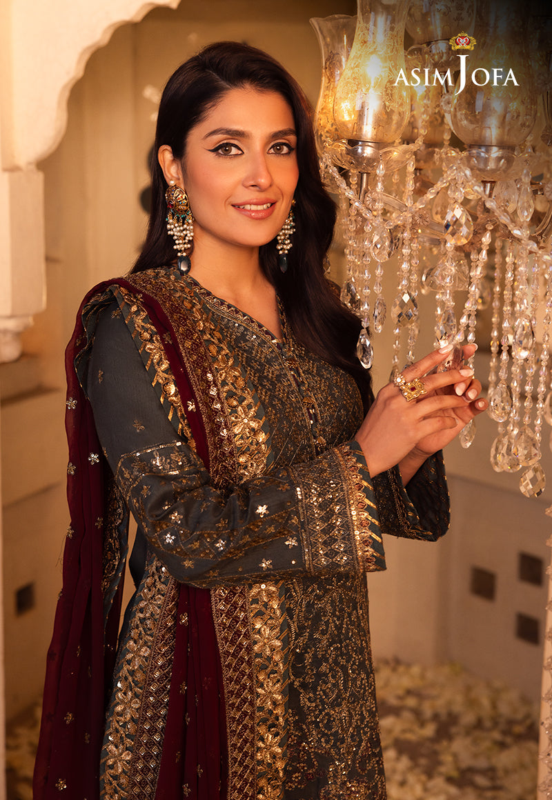Shehnai by Asim Jofa Embroidered Net 3Pc Suit AJSH-07 - House Of Hania