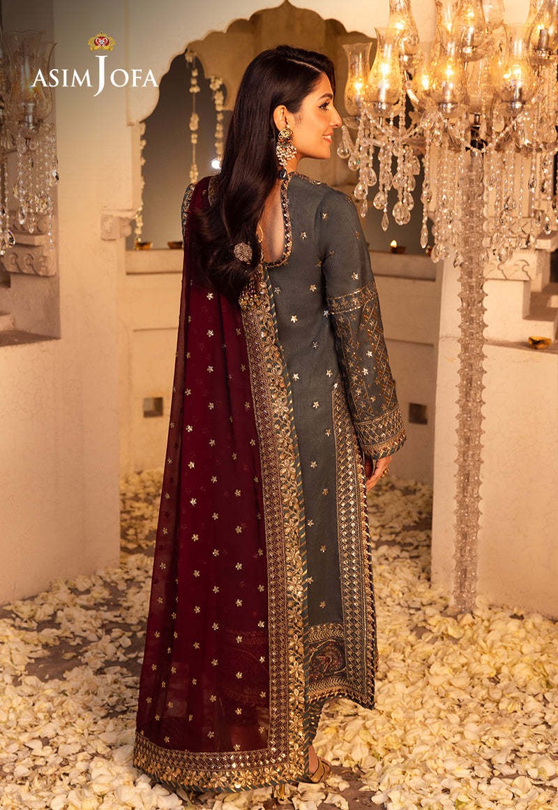Shehnai by Asim Jofa Embroidered Net 3Pc Suit AJSH-07 - House Of Hania