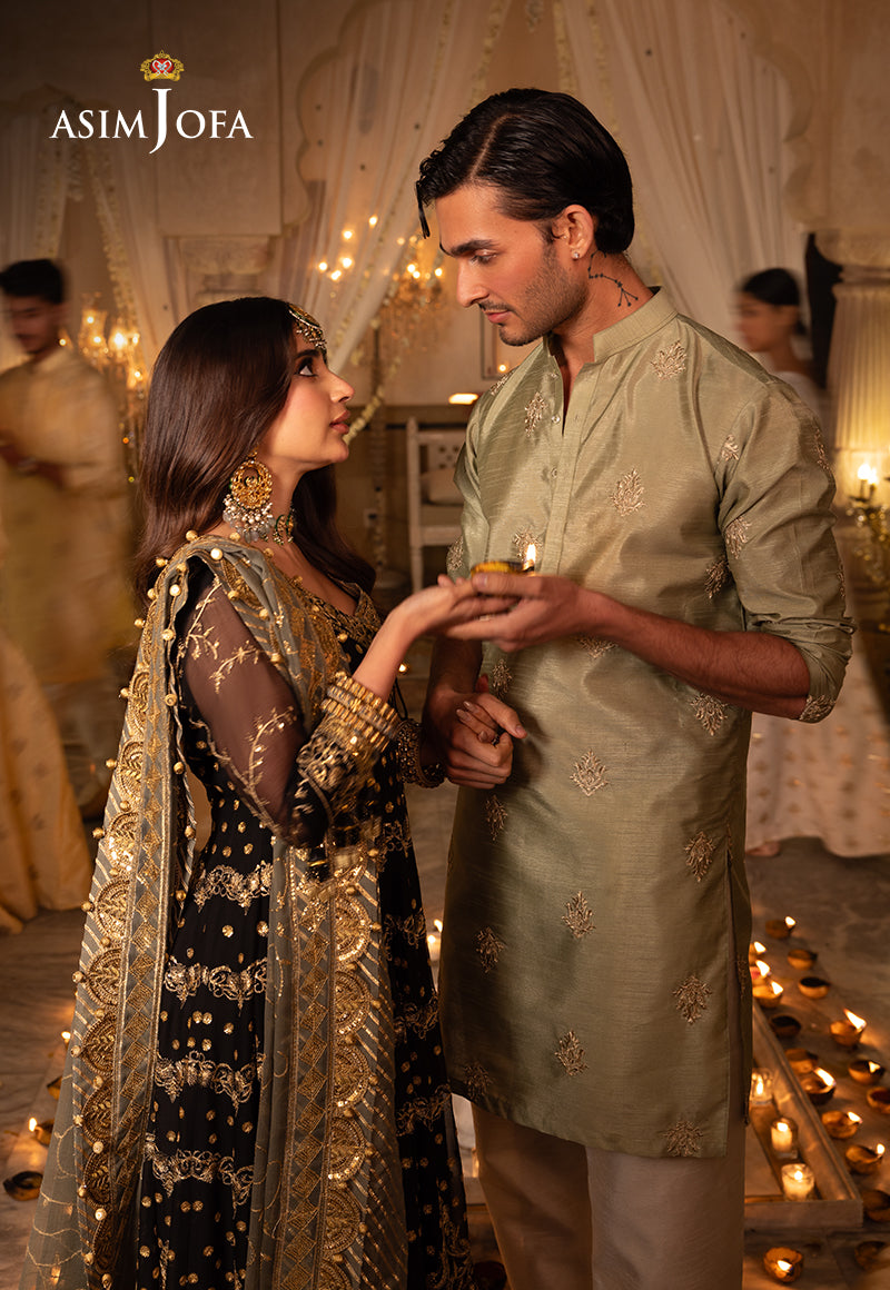 Shehnai by Asim Jofa Embroidered Net 3Pc Suit AJSH-08 - House Of Hania