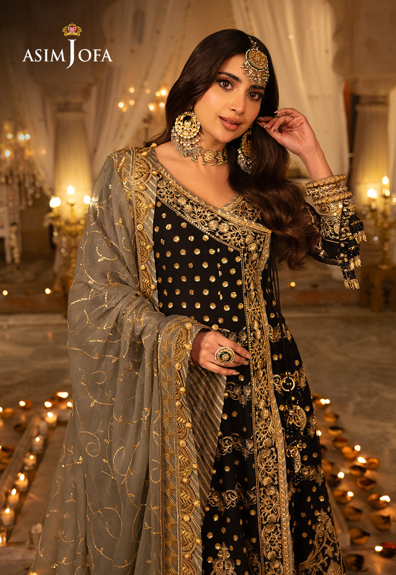 Shehnai by Asim Jofa Embroidered Net 3Pc Suit AJSH-08 - House Of Hania