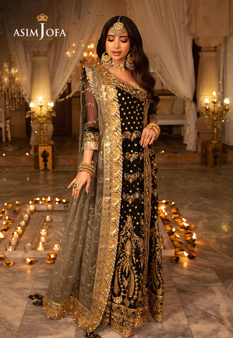 Shehnai by Asim Jofa Embroidered Net 3Pc Suit AJSH-08 - House Of Hania