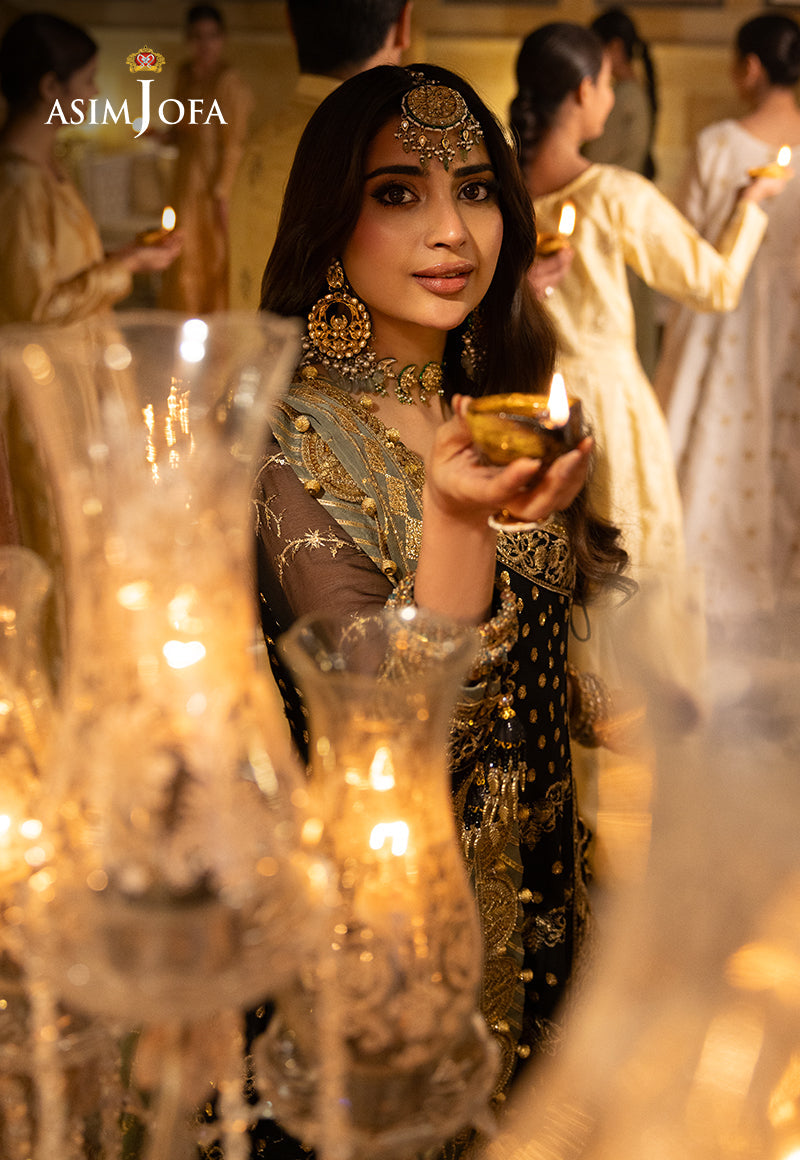 Shehnai by Asim Jofa Embroidered Net 3Pc Suit AJSH-08 - House Of Hania