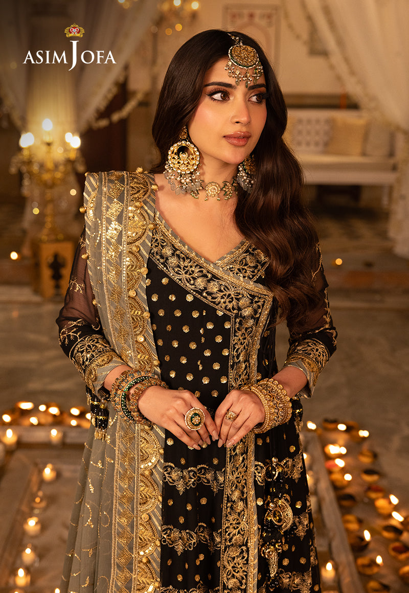 Shehnai by Asim Jofa Embroidered Net 3Pc Suit AJSH-08 - House Of Hania