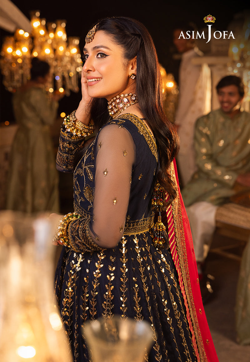 Shehnai by Asim Jofa Embroidered Net 3Pc Suit AJSH-10 - House Of Hania