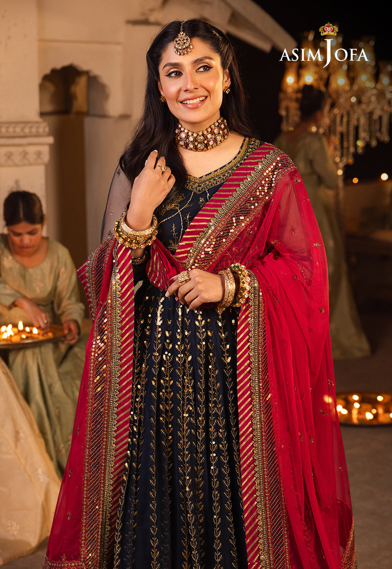 Shehnai by Asim Jofa Embroidered Net 3Pc Suit AJSH-10 - House Of Hania