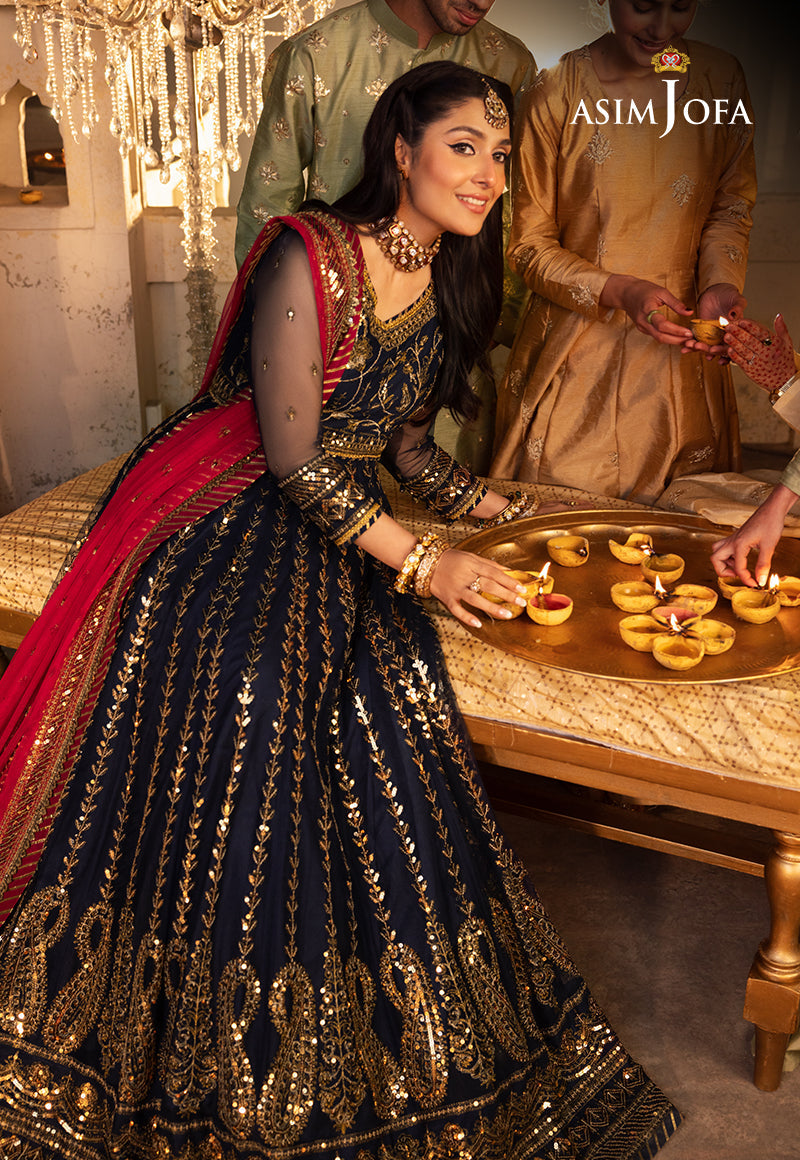 Shehnai by Asim Jofa Embroidered Net 3Pc Suit AJSH-10 - House Of Hania