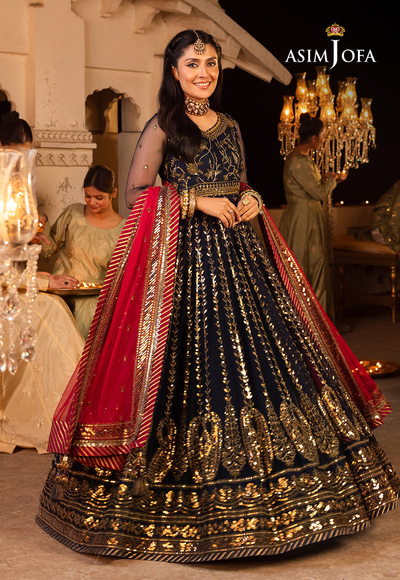 Shehnai by Asim Jofa Embroidered Net 3Pc Suit AJSH-10 - House Of Hania