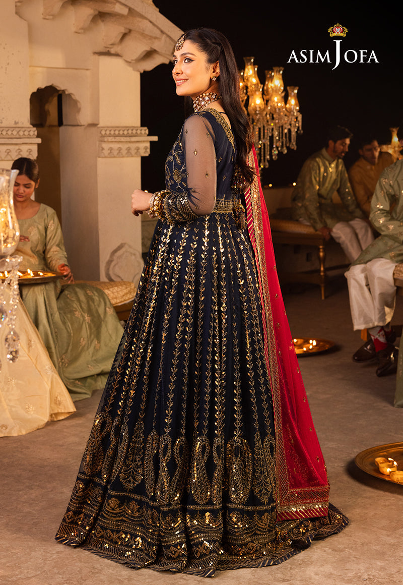 Shehnai by Asim Jofa Embroidered Net 3Pc Suit AJSH-10 - House Of Hania