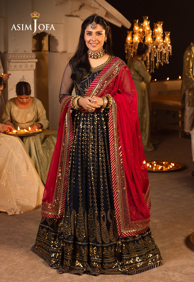 Shehnai by Asim Jofa Embroidered Net 3Pc Suit AJSH-10 - House Of Hania