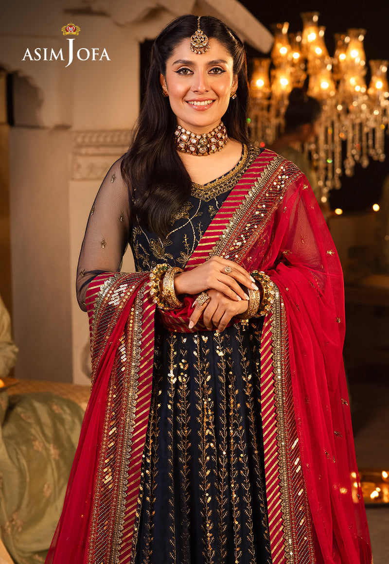 Shehnai by Asim Jofa Embroidered Net 3Pc Suit AJSH-10 - House Of Hania