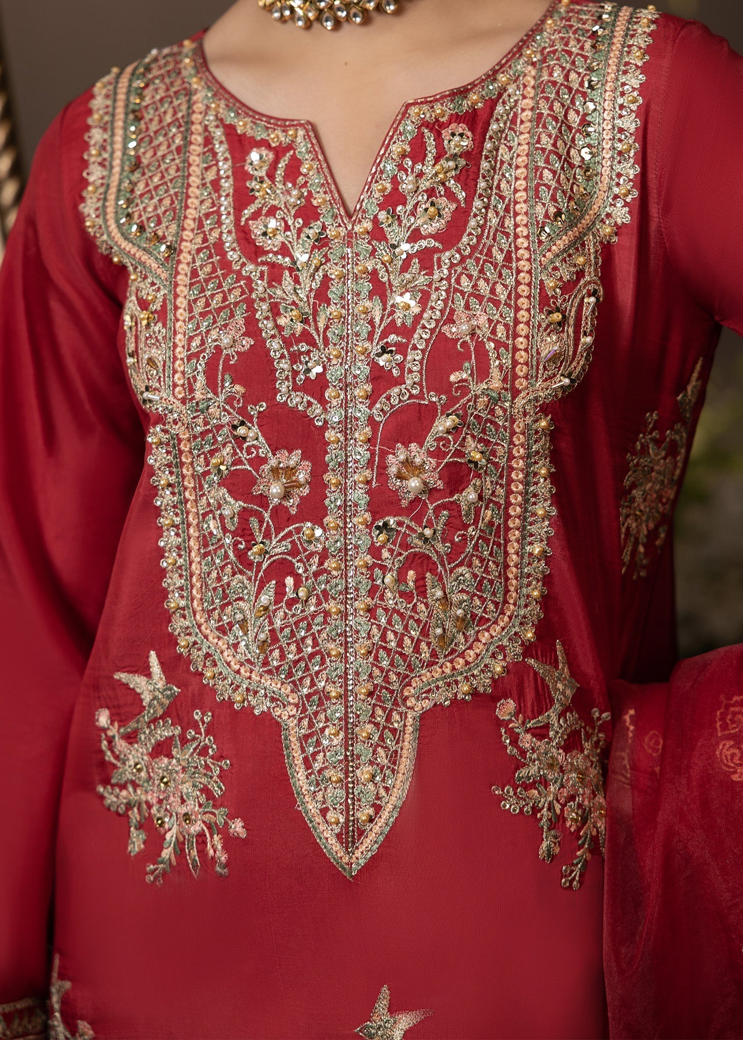 Shurooq | Garden of Dream | Crimson - House Of Hania