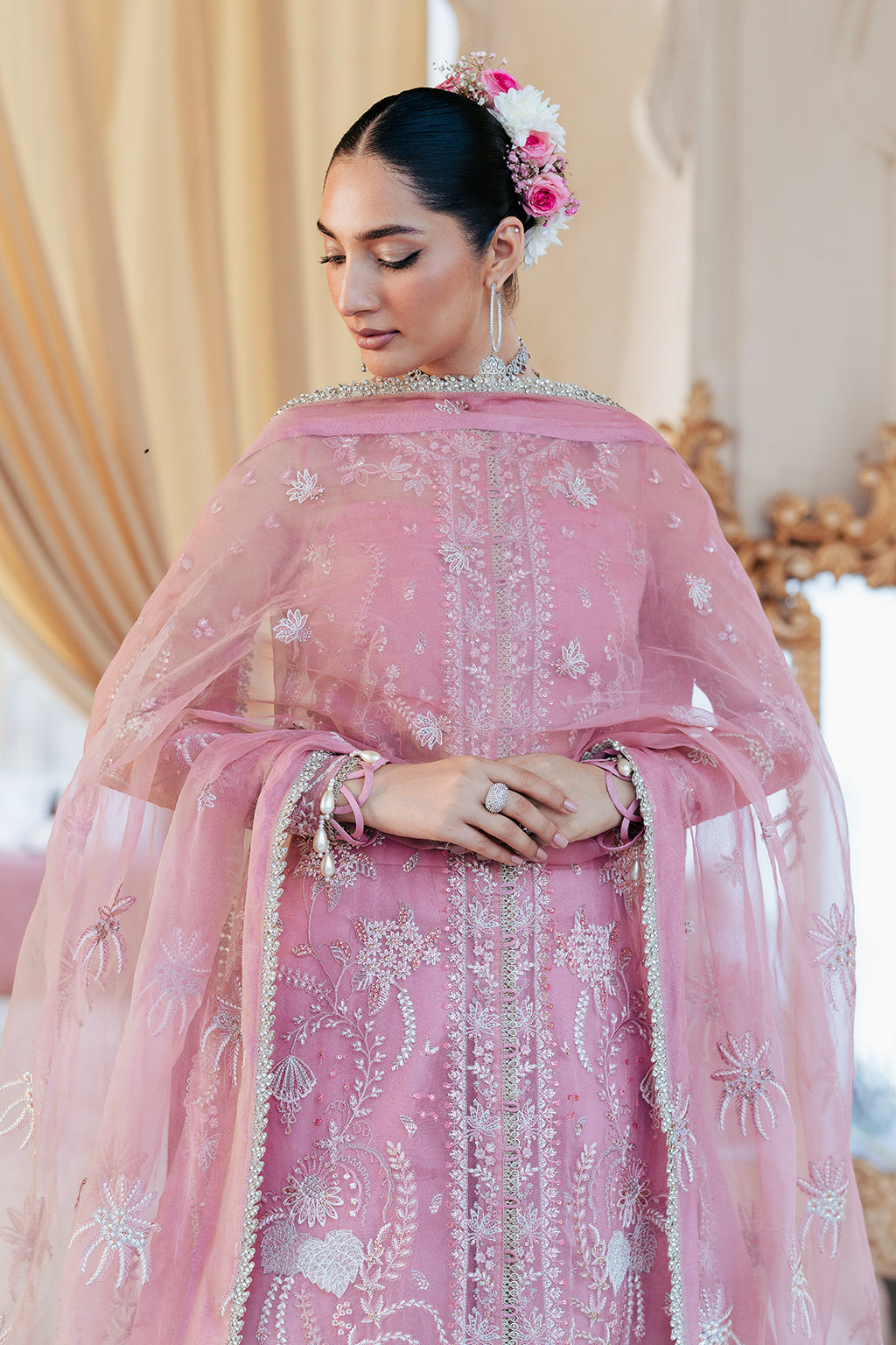 Silsila by Saad Shaikh Embroidered Organza 3Pc Suit D-03 Leya - House Of Hania