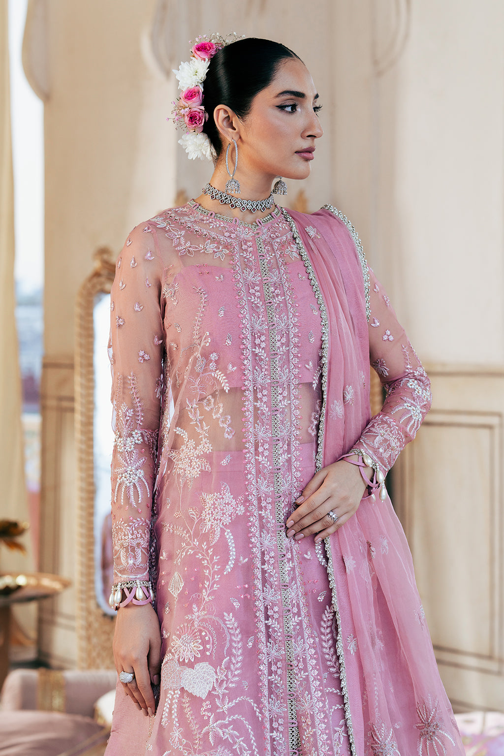 Silsila by Saad Shaikh Embroidered Organza 3Pc Suit D-03 Leya - House Of Hania