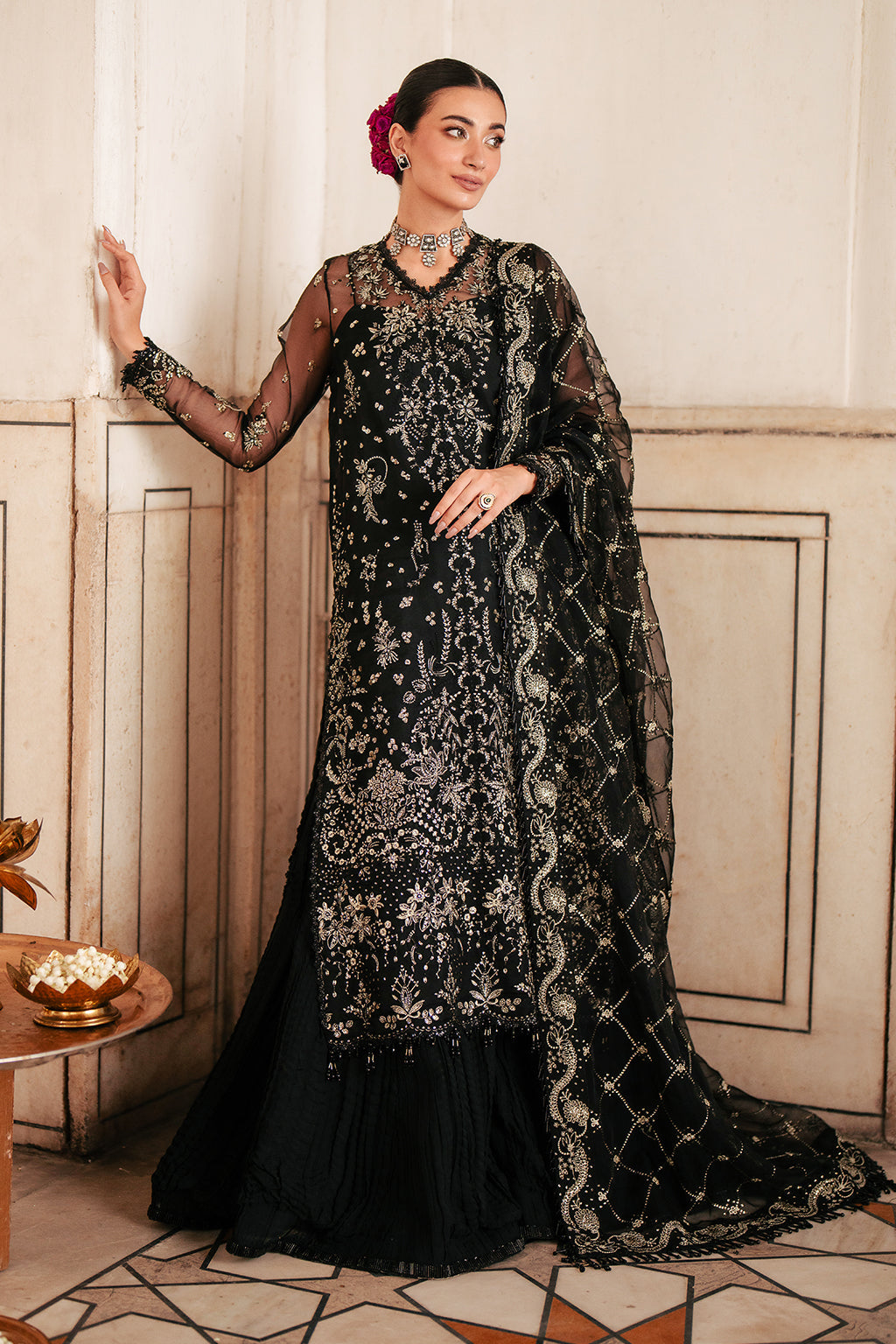 Silsila by Saad Shaikh Embroidered Organza 3Pc Suit D-04 Amaya - House Of Hania