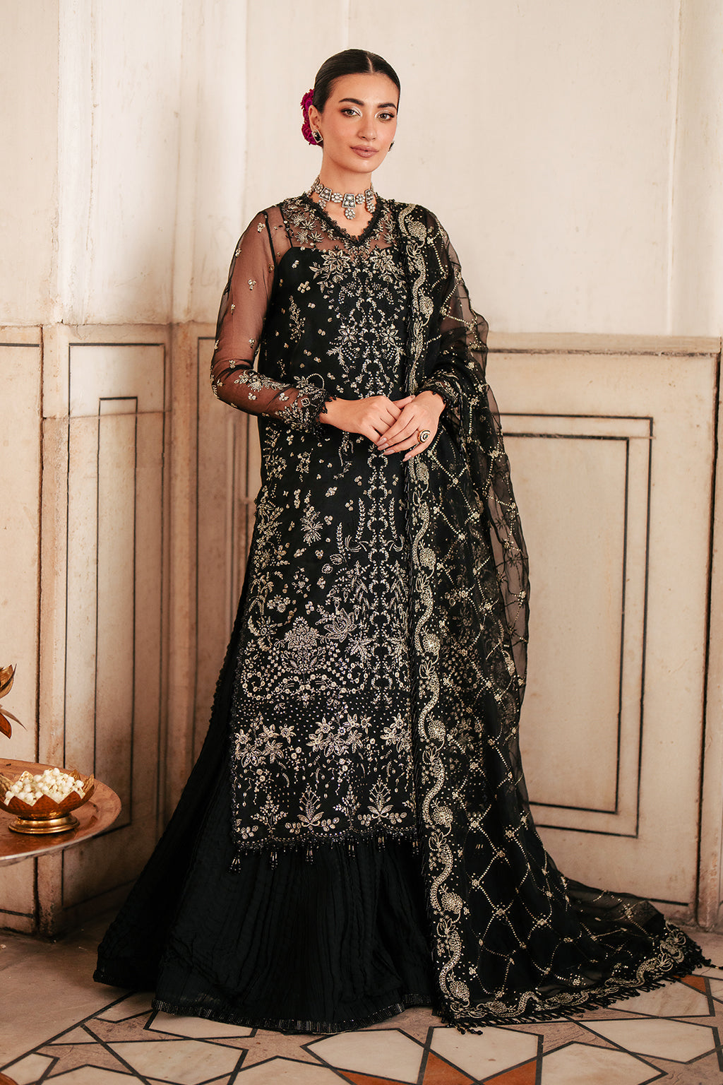 Silsila by Saad Shaikh Embroidered Organza 3Pc Suit D-04 Amaya - House Of Hania