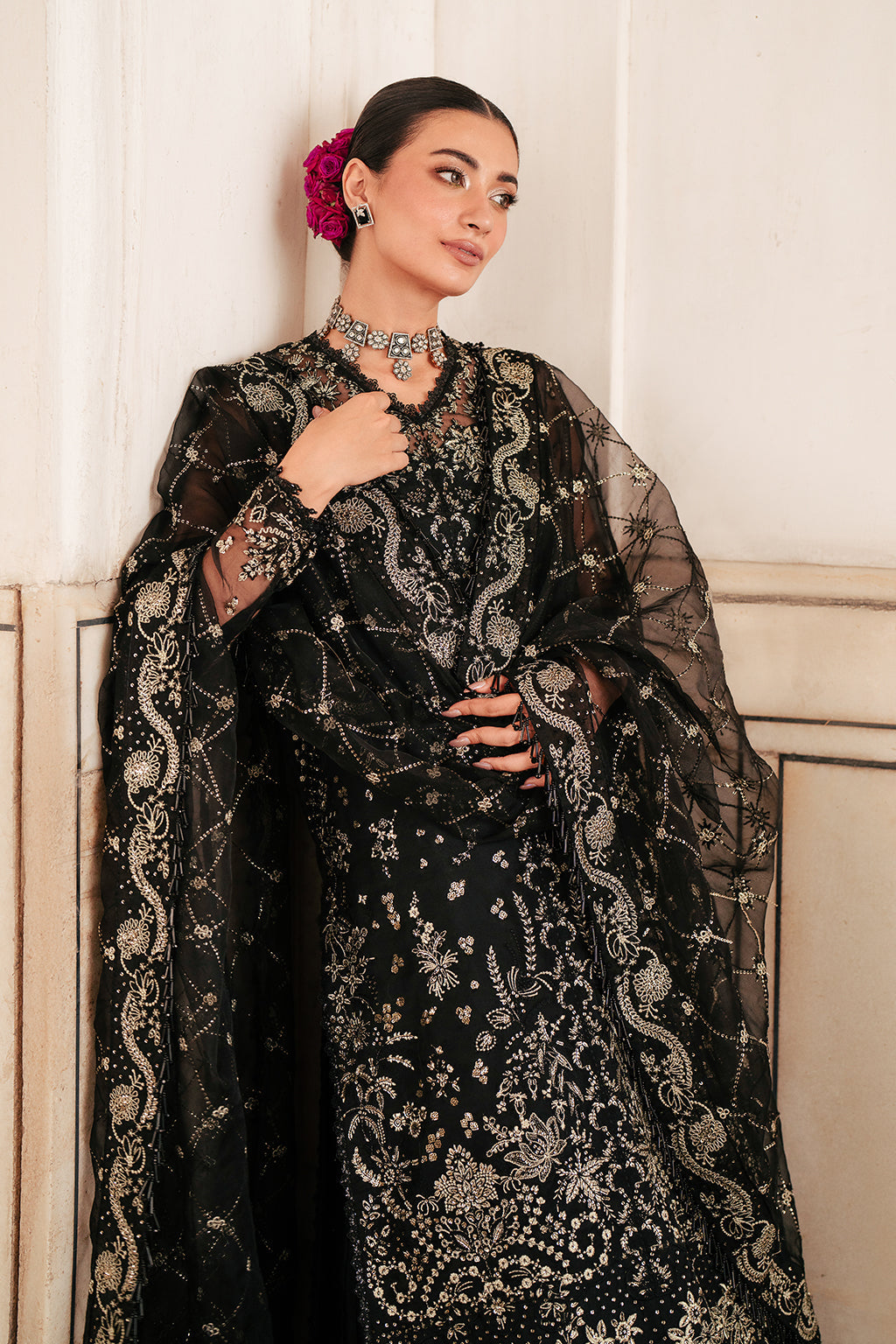 Silsila by Saad Shaikh Embroidered Organza 3Pc Suit D-04 Amaya - House Of Hania
