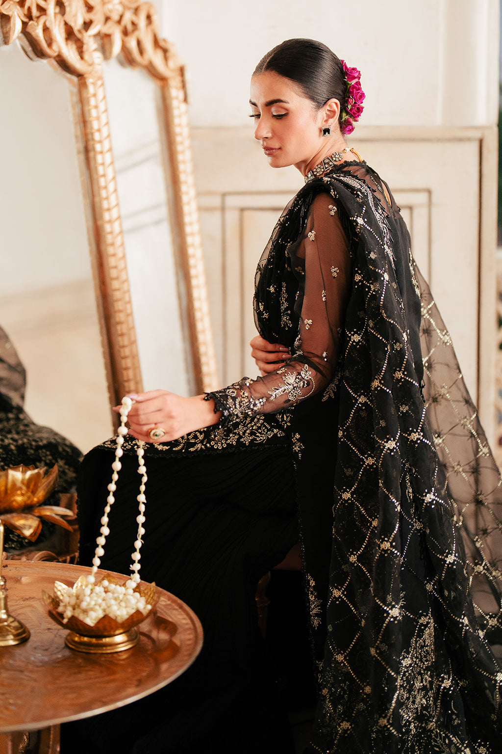 Silsila by Saad Shaikh Embroidered Organza 3Pc Suit D-04 Amaya - House Of Hania