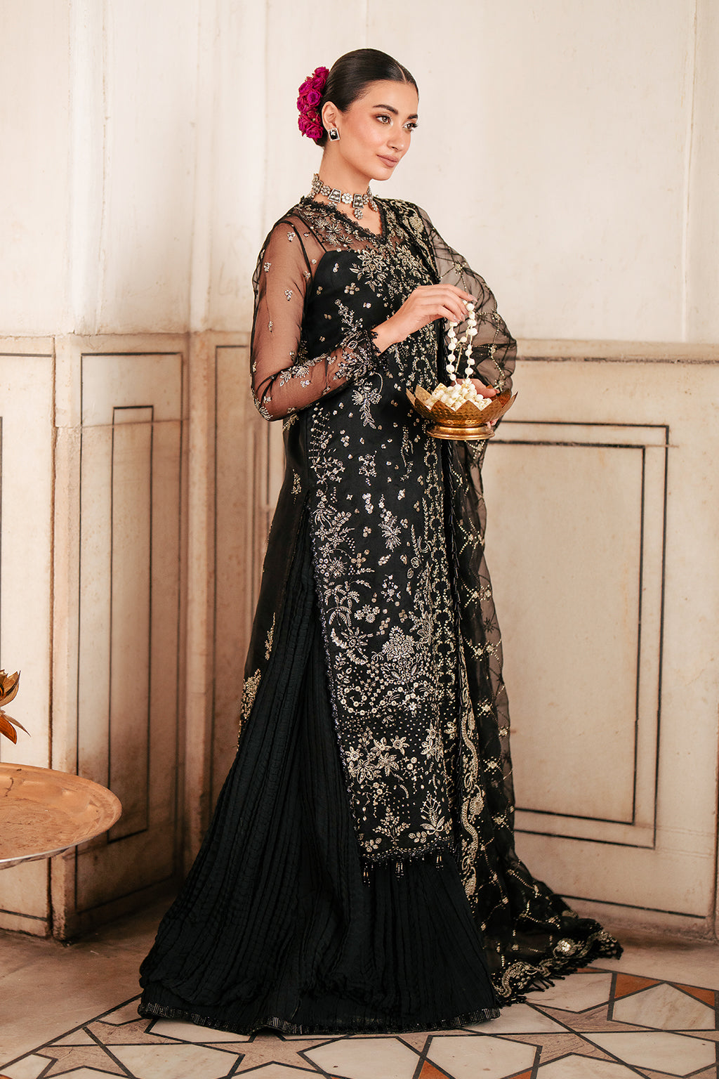 Silsila by Saad Shaikh Embroidered Organza 3Pc Suit D-04 Amaya - House Of Hania