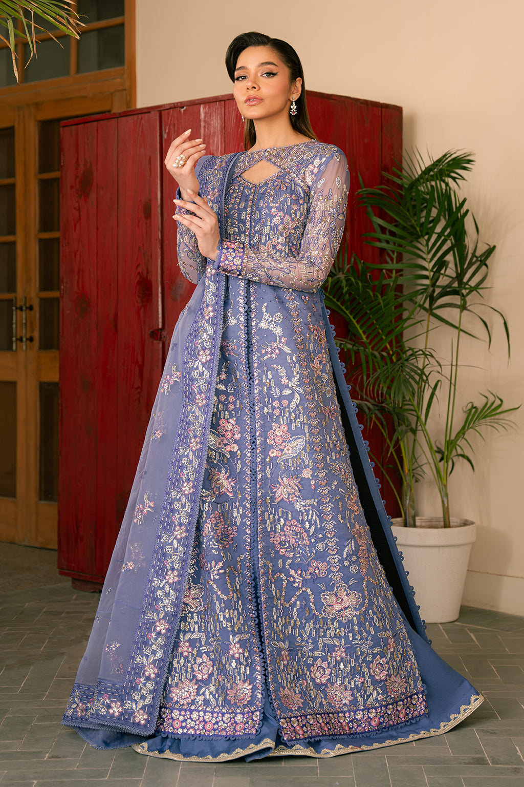 Solene by Ayzel Embroidered Organza 3Pc Suit D-03 GISELLE - House Of Hania