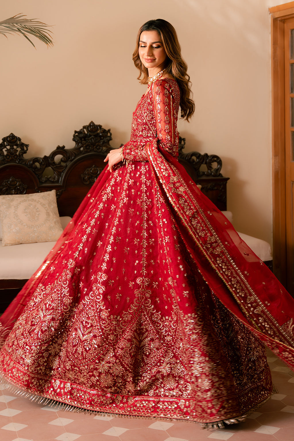 Solene by Ayzel Embroidered Organza 3Pc Suit D-04 ROSE - House Of Hania