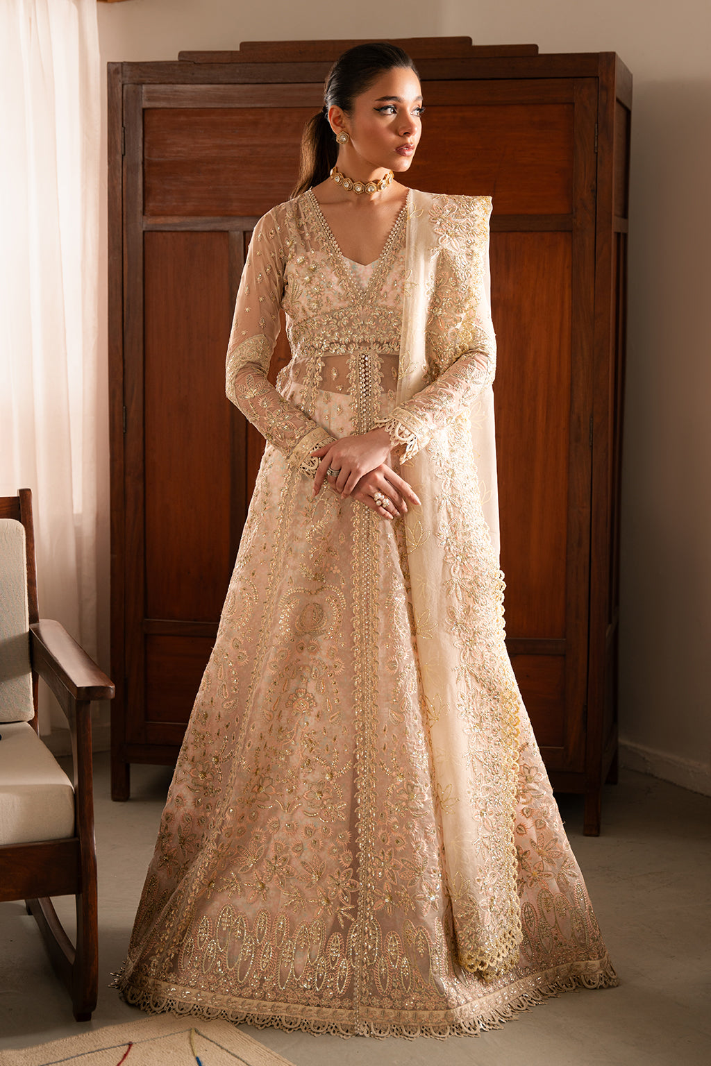 Solene by Ayzel Embroidered Organza 3Pc Suit D-05 LINNEA - House Of Hania