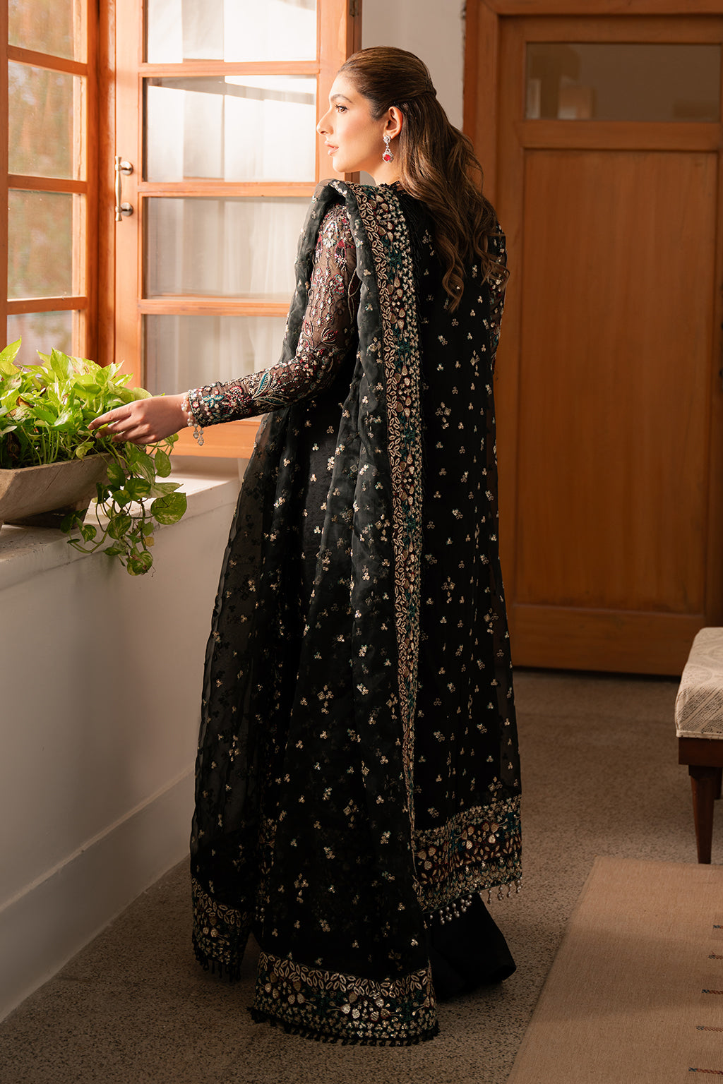 Solene by Ayzel Embroidered Organza 3Pc Suit D-06 FLEUR - House Of Hania
