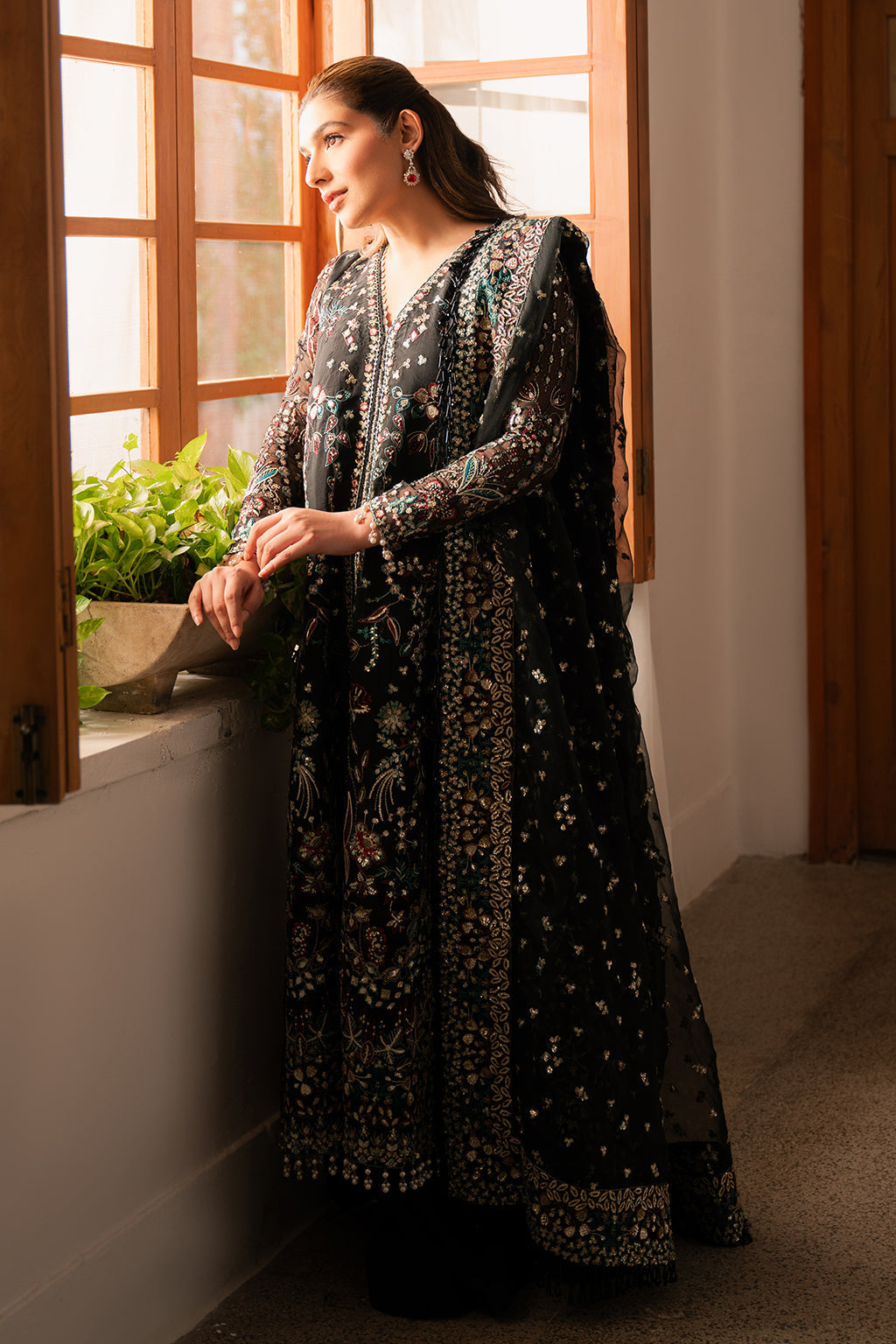Solene by Ayzel Embroidered Organza 3Pc Suit D-06 FLEUR - House Of Hania