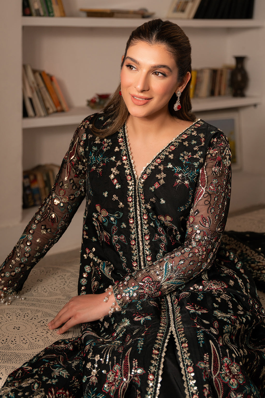Solene by Ayzel Embroidered Organza 3Pc Suit D-06 FLEUR - House Of Hania