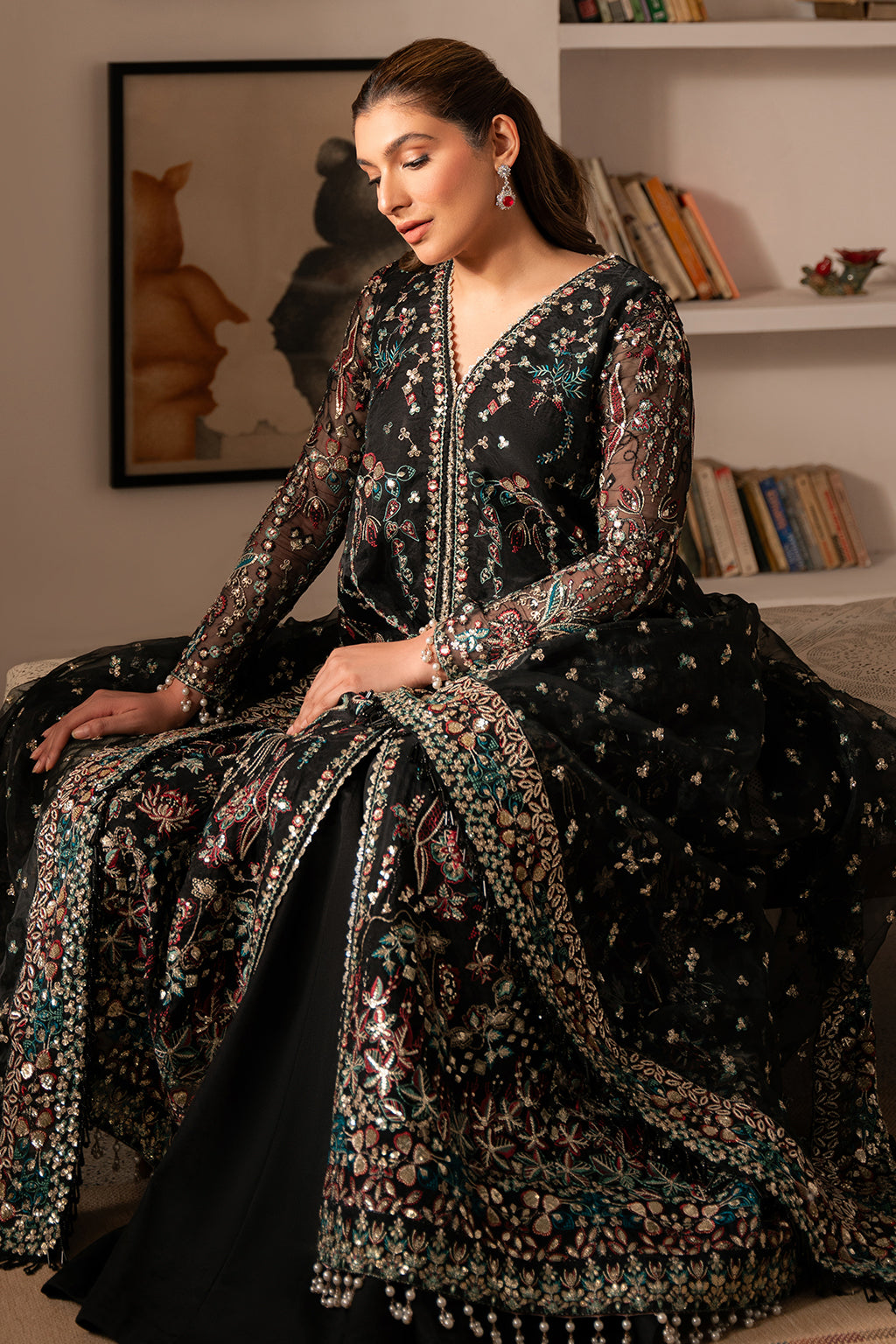Solene by Ayzel Embroidered Organza 3Pc Suit D-06 FLEUR - House Of Hania