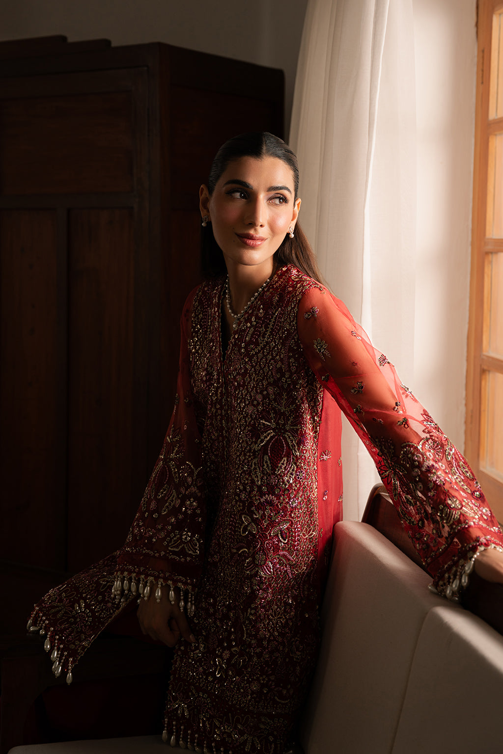 Solene by Ayzel Embroidered Organza 3Pc Suit D-09 ADVA - House Of Hania