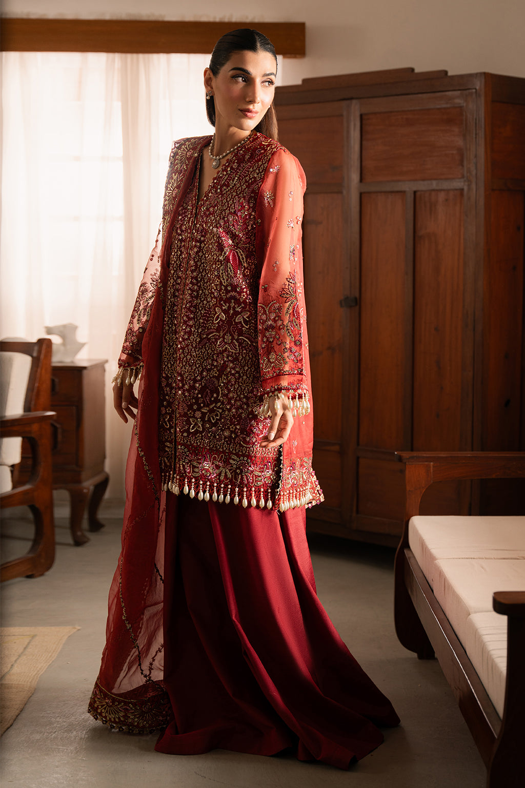 Solene by Ayzel Embroidered Organza 3Pc Suit D-09 ADVA - House Of Hania