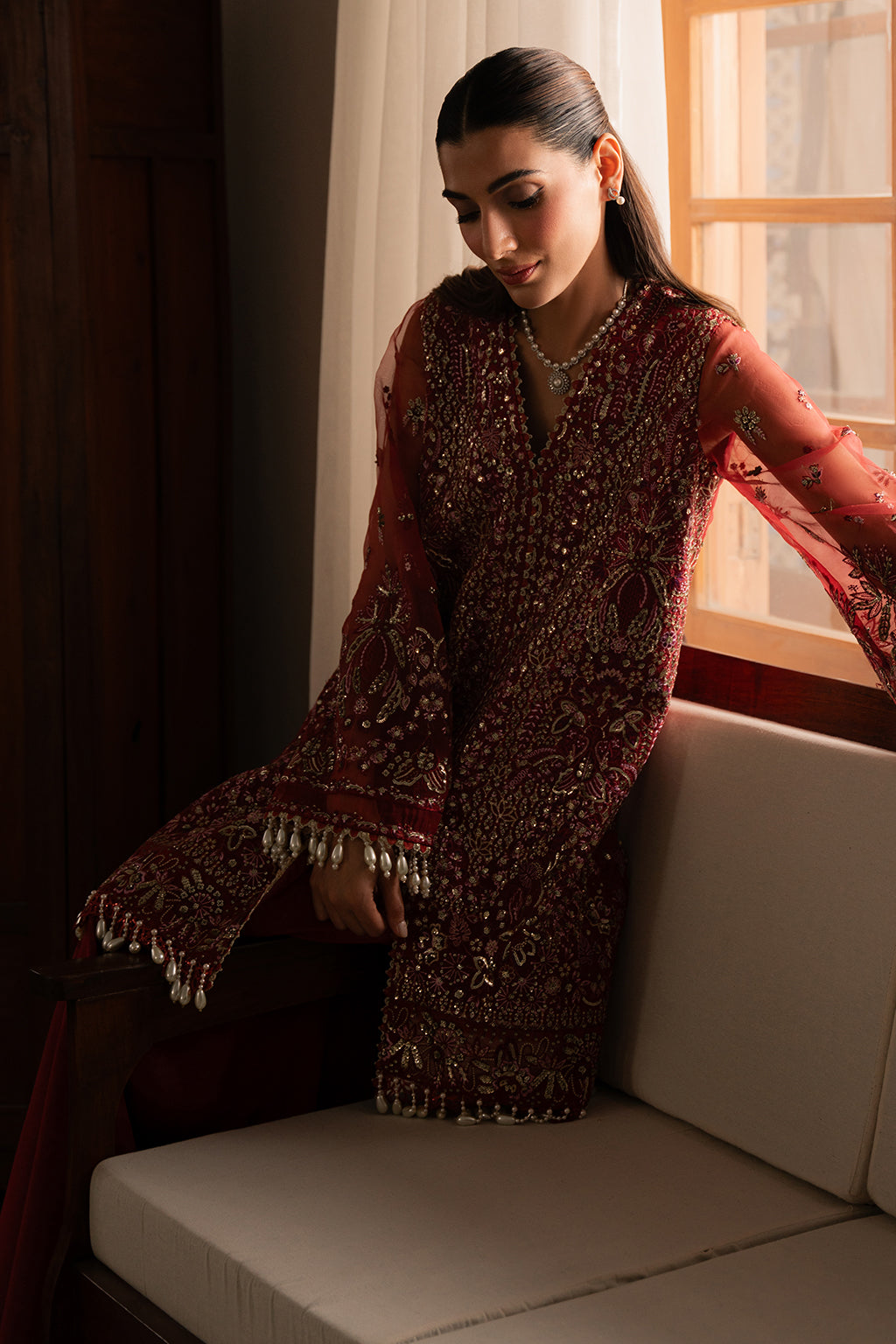 Solene by Ayzel Embroidered Organza 3Pc Suit D-09 ADVA - House Of Hania
