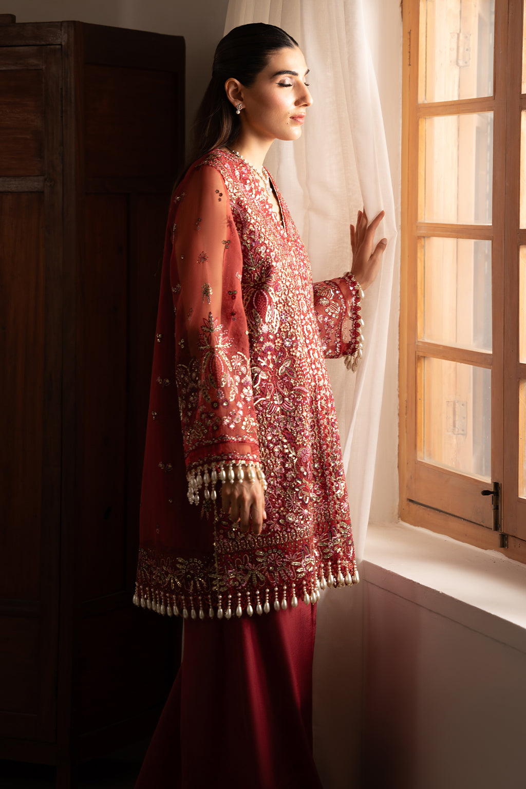 Solene by Ayzel Embroidered Organza 3Pc Suit D-09 ADVA - House Of Hania