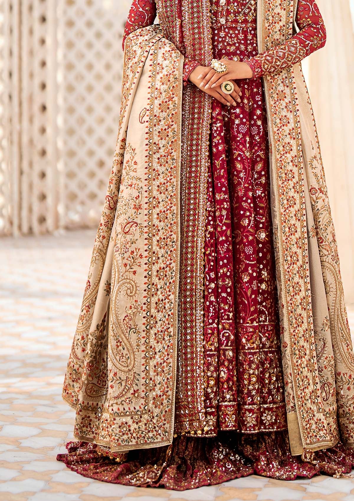 WEDDING FESTIVE ’24 VOL. 1 - GOLD TISSUE SHAWL - House Of Hania