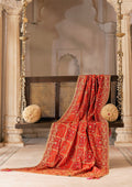 WEDDING FESTIVE ’26 VOL. 1 - CORAL MEDIUM SILK SHAWL - House Of Hania
