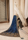 WEDDING FESTIVE ’26 VOL. 1 - ROYAL BLUE MEDIUM SILK SHAWL - House Of Hania